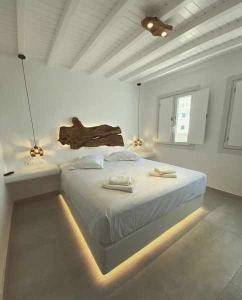 Inside a room at Eternal Town Suites on Mykonos 