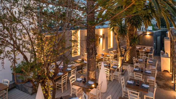 the patio at Kalita restaurant on Mykonos