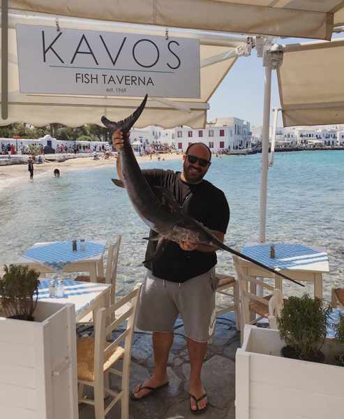 catch of the day at Kavos Fish Taverna on Mykonos