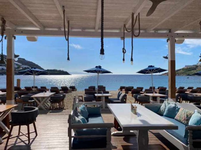 Kostantis restaurant on Ornos beach Mykonos