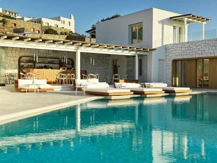 the pool bar at Mykonos Earth Suites