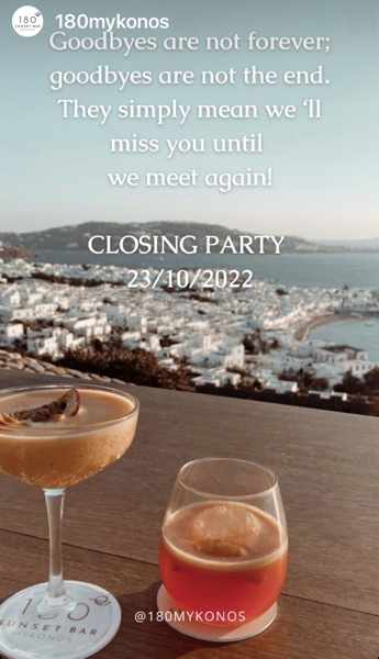 180 Sunset Bar on Mykonos