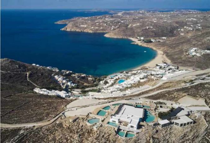 Aerial view of Panoptis Escape luxury villas on Mykonos