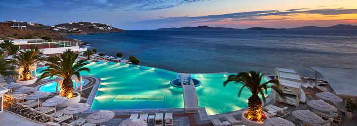 View from the pool at Saint John Mykonos Hotel Villas & Spa 