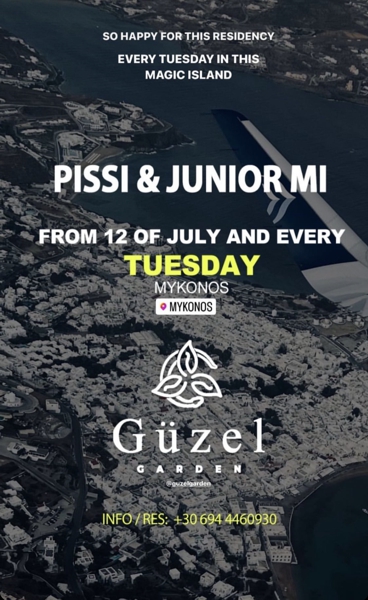 Tuesday DJ residency at Guzel Garden Mykonos during summer 2022