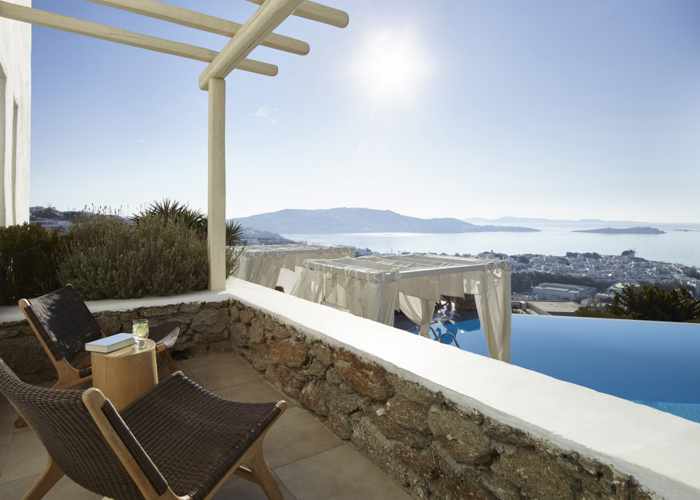 View from a balcony at Vencia Hotel on Mykonos
