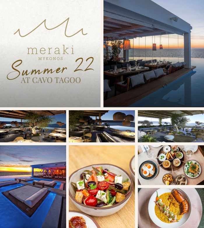 Meraki restaurant at Cavo Tagoo Hotel on Mykonos