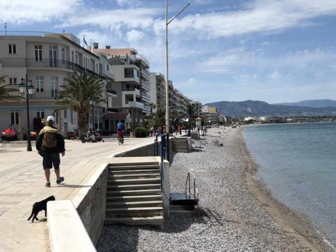 the beachfront at Loutraki in Greece