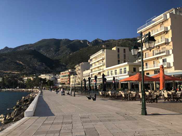 Waterfront promenade at Loutraki Greece