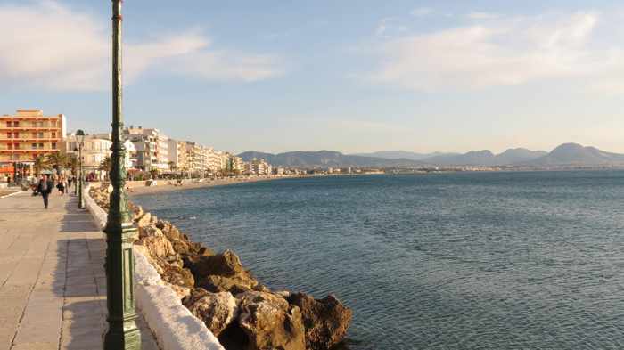 Loutraki waterfront view toward Corinth