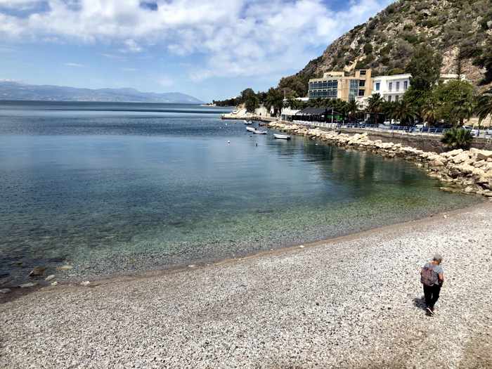 a small pebble beach at Loutraki Greece