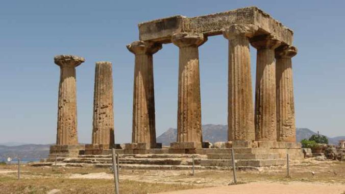 the Apollo temple at Ancient Corinth