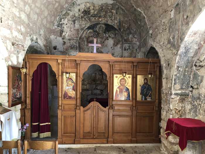 inside Agios Dimitrios church at Acrocorinth Castle