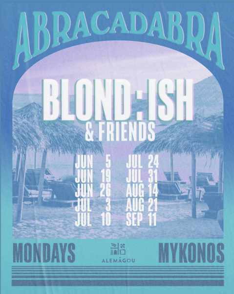 BlondIsh 2023 summer DJ shows at Alemagou beach club on Mykonos