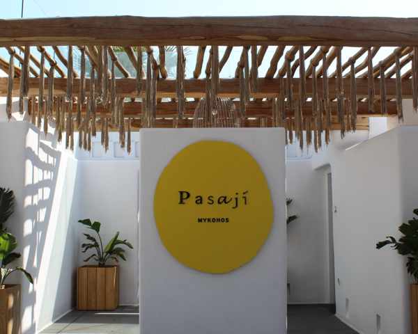 Pasaji Mykonos beach bar and restaurant entrance