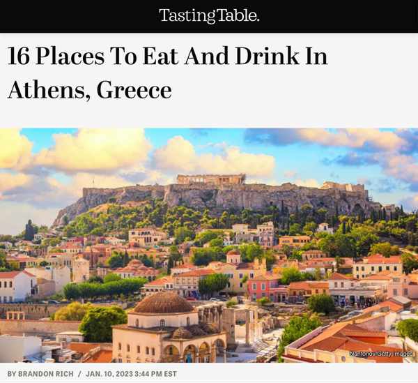 Tasting Table article on Athens